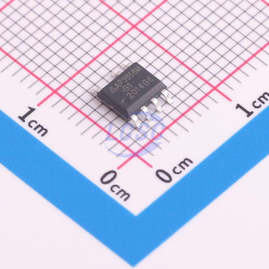 AP3968MTR-G1 The Diodes Incorporated AP3968MTR-G1 is an AC DC converter featuring a 5.3V to 22V operating voltage and 5W power output. It is designed for surface mounting in a 7-SO package.