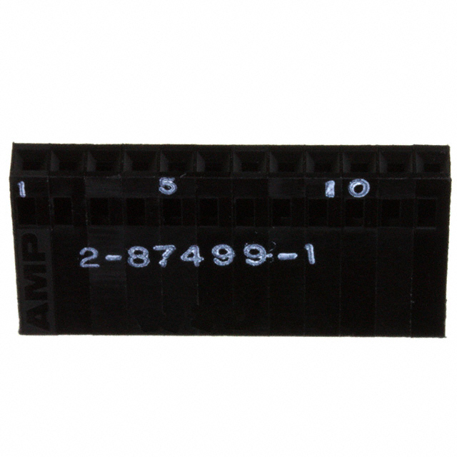 2-87499-2 TE Connectivity 2-87499-2 is a 12-position rectangular connector housing with 2.54mm pitch, designed for free hanging mounting and crimp termination.