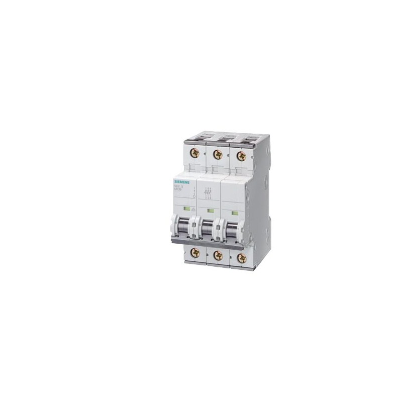 5SY4313-7 The Siemens 5SY4313-7 is a 3-pole miniature circuit breaker with a 13A operational current and a 400V supply voltage. It offers a 10kA switching capacity and a C-curve tripping characteristic.