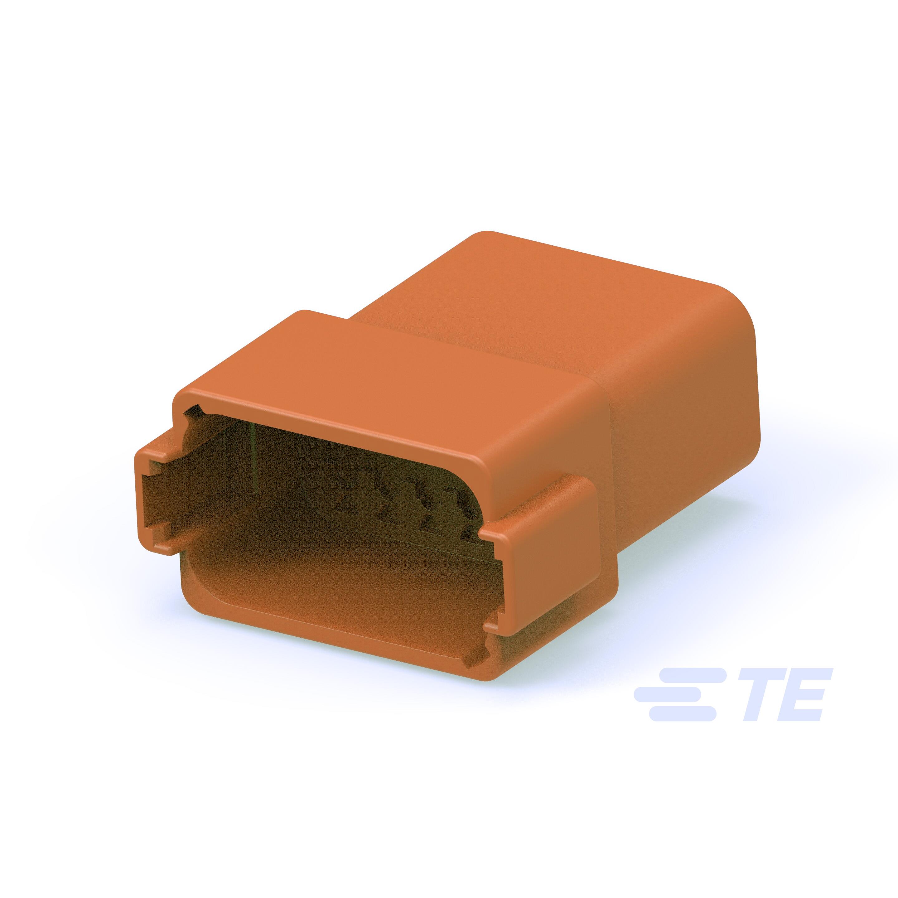 DT04-12PD The TE Connectivity DT04-12PD is a 12 position rectangular connector housing for male terminals, part of the DEUTSCH DT series. It features a 4.44mm centerline pitch, crimp termination, and is rated for 13A and 250VDC.