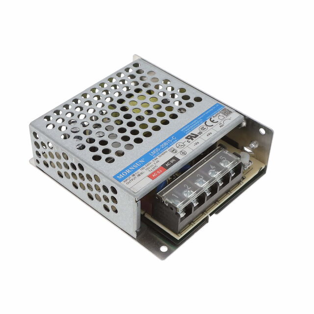 LM35-20B15-C The Mornsun America, LLC LM35-20B15-C is an enclosed AC/DC converter delivering 15V at 36W. It features universal input and chassis mounting.