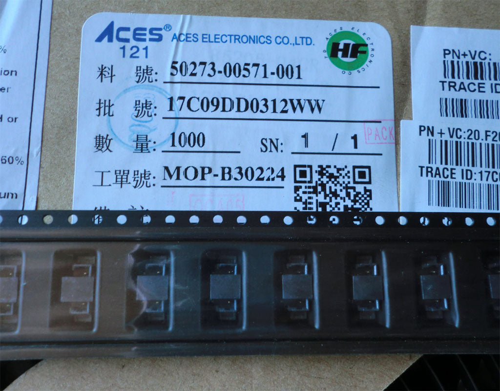 50273-00571-001 The Aces Connectors 50273-00571-001 is a wire to board connector. It features RoHS3 compliance and an MSL 1 rating.