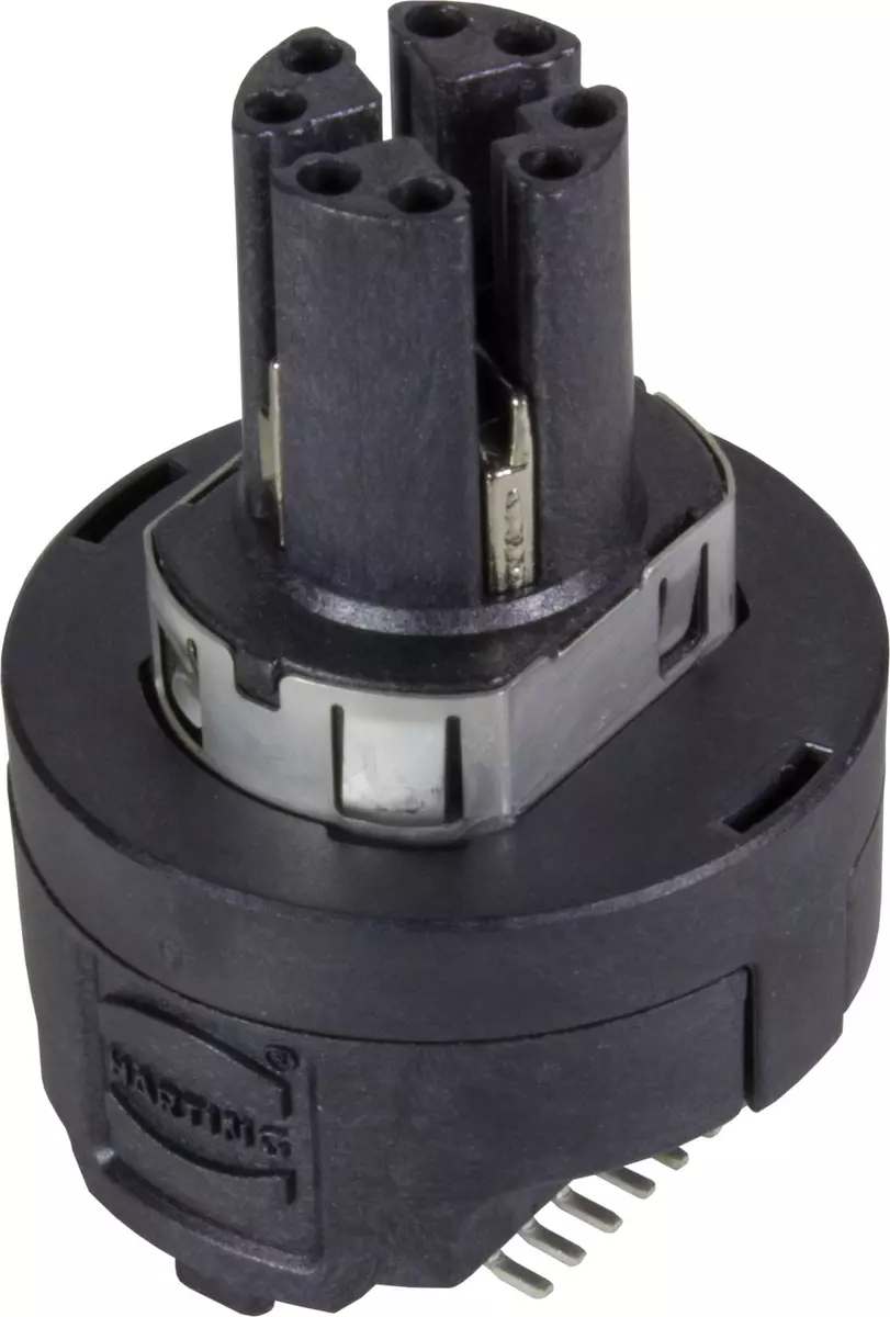 21033812823 The Harting 21033812823 is an M12 PCB adapter transformer with integrated magnetics, supporting 10GBASE-T and Power over Ethernet (PoE+). It features SMT termination for surface mounting.