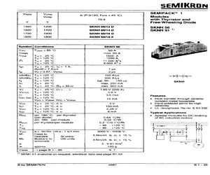 SKNH91/14E The Semikron SKNH91/14E is a Silicon Controlled Rectifier (SCR) with a repetitive peak off-state voltage of 1400V and an RMS on-state current of 150A. It is designed for flange mount applications.