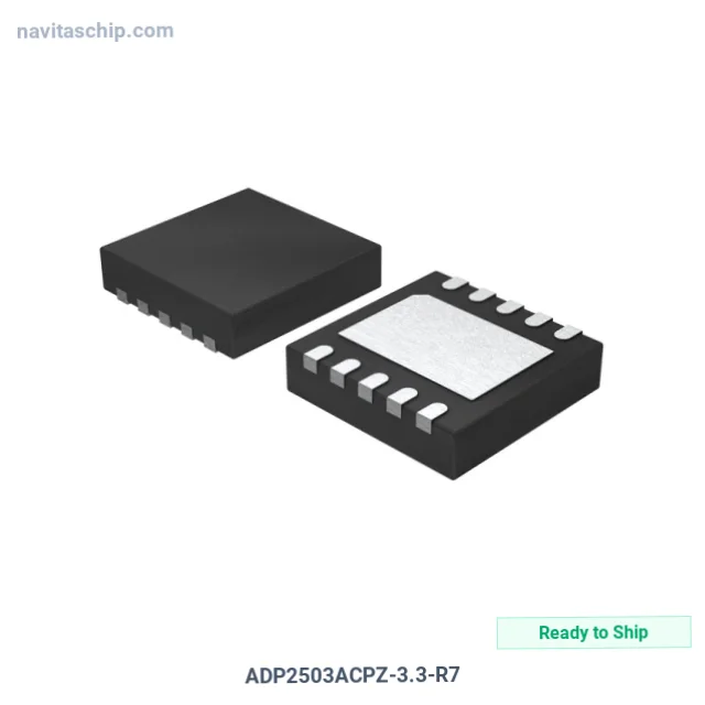 ADP2503ACPZ-3.3 The Analog Devices Inc. ADP2503ACPZ-3.3 is a DC-DC switching regulator. It features a 3.3V fixed output voltage and a 600mA output current.