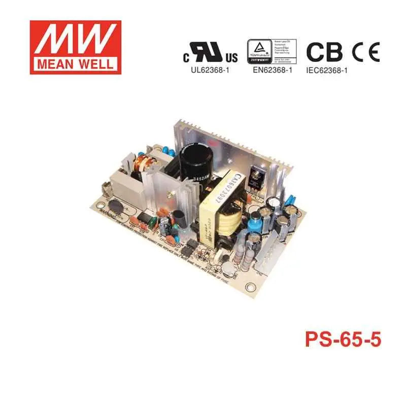 PS-65-5 The Mean Well USA PS-65-5 is a 60W AC/DC converter with a 5V output and 12A rated current. It features a universal AC input and chassis mount.