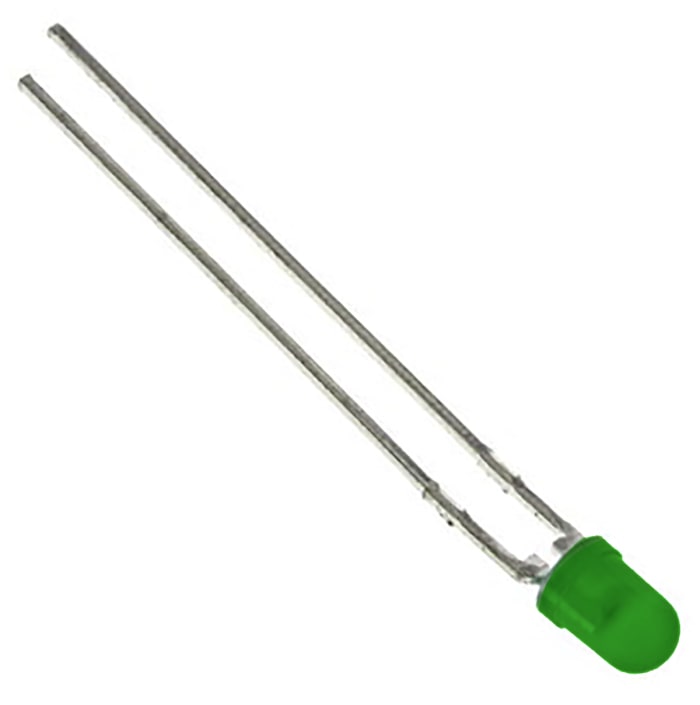 L-34GD This Kingbright L-34GD is a green LED with a 3mm through-hole package. It operates at a 2.5V forward voltage and has a maximum forward current of 140mA.