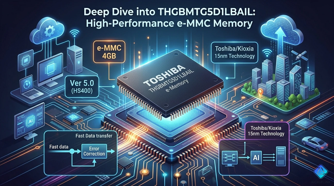 THGBMTG5D1LBAIL The Kioxia THGBMTG5D1LBAIL is a 4GB eMMC 5.0 embedded flash memory module. It features 15nm NAND technology and an HS400 interface.