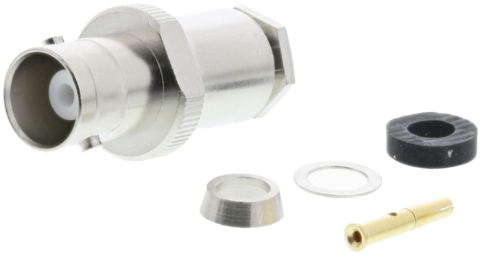 J01001A0804 The Telegartner J01001A0804 is a female BNC connector with 50 Ohm impedance and a straight body clamp termination. It operates up to 4GHz.