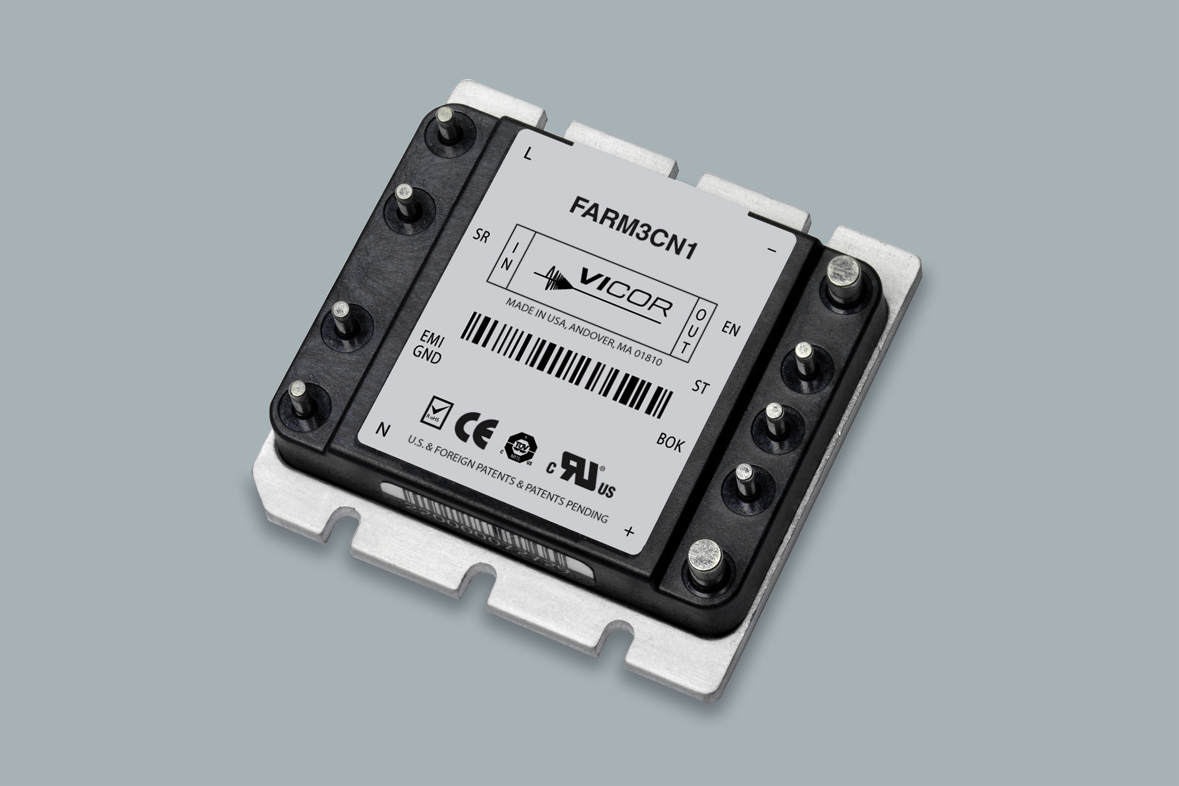 FARM3T23 The Vicor FARM3T23 is a Filter Autoranging Rectifier Module designed for AC front-end applications. It provides EMI filtering, auto-ranging line rectification, and inrush-current limiting.