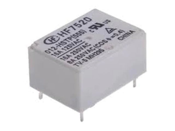 HF7520/024-HSTP The HF7520/024-HSTP is a high power capacity, horizontal PCB mounted, sealed relay from HF. It features a 24VDC coil and a 1 Form A contact configuration.