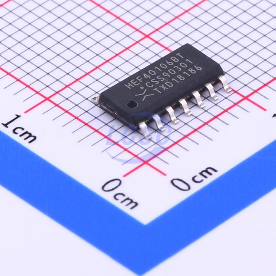 HEF40106BT The HEF40106BT from NXP Semiconductors is a Hex Inverting Schmitt Trigger logic gate. It offers enhanced noise immunity and waveform shaping capabilities.