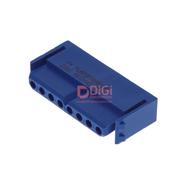 PLA08F0000 The Amphenol Positronic PLA08F0000 is an 8-position backplane connector housing designed for power applications. It features a blue color and a free-hanging, in-line mounting style.