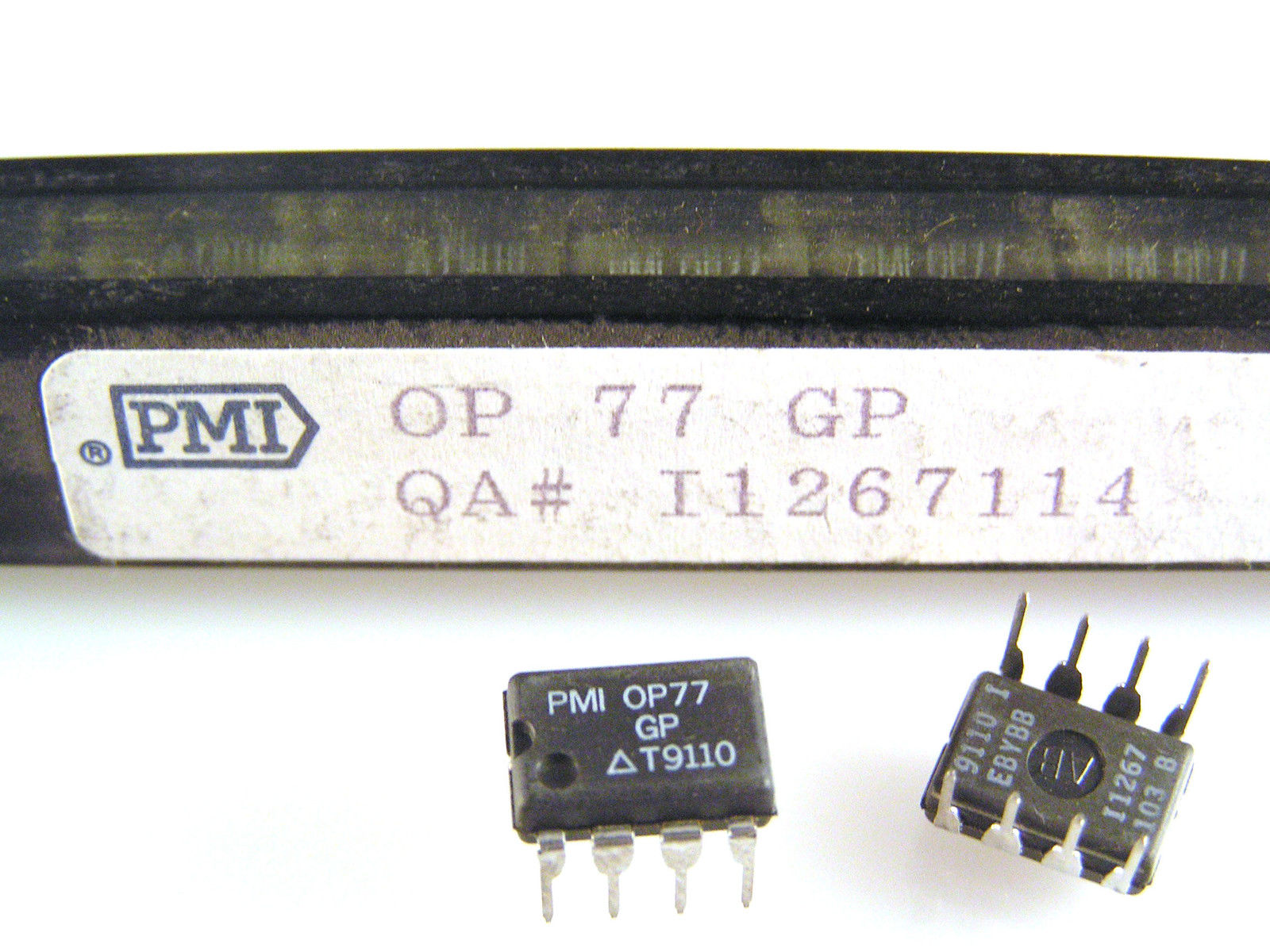 OP77GP The PMI OP77GP is an operational amplifier known for its ultralow offset voltage and exceptional gain. It comes in an 8-pin DIL plastic package.