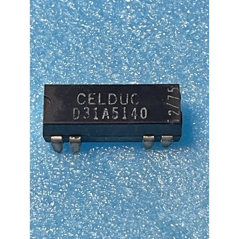 D31A5140 The Celduc Inc. D31A5140 is a dual in-line reed relay with a rhodium contact material. It features a maximum switching power of 10W and a carrying current of 1A.