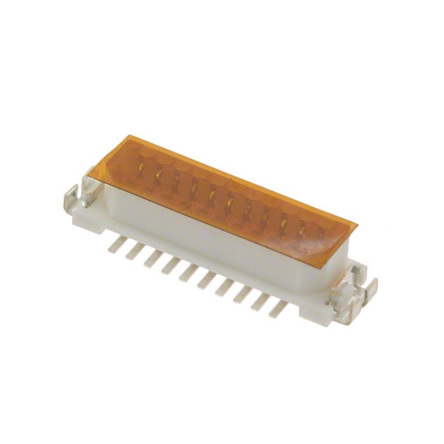 DF9B-21P-1V(69) 21 position, 2 row, 1.00mm pitch surface mount header with center strip contacts, gold finish, and solder retention feature.