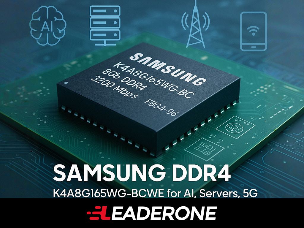 K4A8G165WG-BCWE The Samsung K4A8G165WG-BCWE is an 8Gb DDR4 SDRAM memory chip designed for high-speed applications. It offers a speed of 3200 Mbps and operates at 1.2V.