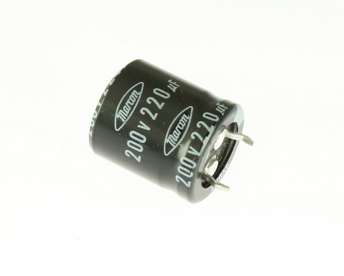 CEAUF2D221M10 The MARCON CEAUF2D221M10 is a 220µF, 200V aluminum electrolytic capacitor. It features a snap-in lead type and a 105°C operating temperature.