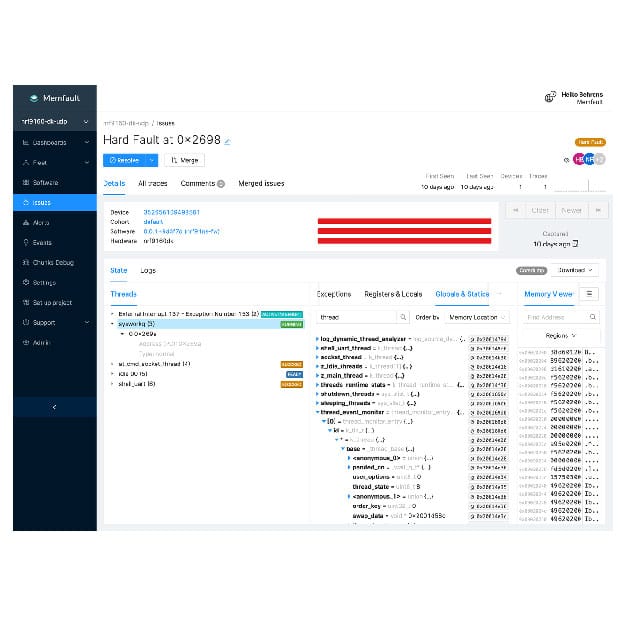 MEMFAULT PLATFORM IOT MONITORING, DEBUG, OTA UPDAT