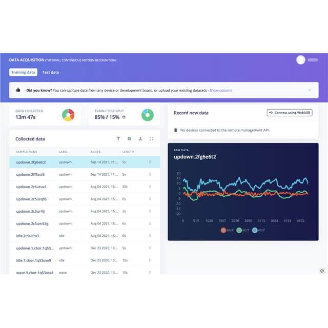 EDGE IMPULSE MACHINE LEARNING DEV PLATFORM