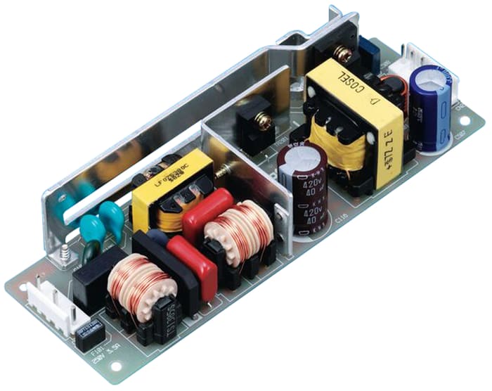 LFA75F-15-Y The Cosel LFA75F-15-Y is an open-frame AC/DC converter providing a 15V DC output at 5A, with a total power of 75W. It features a universal input voltage range of 85-264 VAC and an efficiency of 83%.