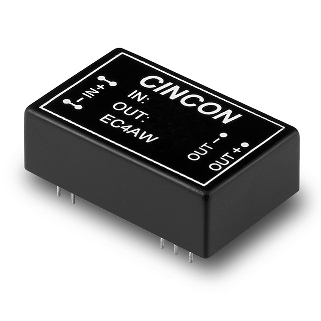 EC4AW11 The EC4AW11 is an isolated DC-DC converter from Cincon Electronics providing a regulated 5V output at 1A (5W). It features an 18V nominal input, 79% efficiency, and comes in a 24-DIP through-hole module.