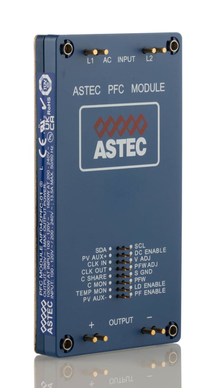 AIF04ZPFC-01L The Artesyn Embedded Power AIF04ZPFC-01L is an AC DC converter with a 1.6kW power rating and 380V dc output. It features a universal input voltage range of 85-264V ac and 4.2A output current.
