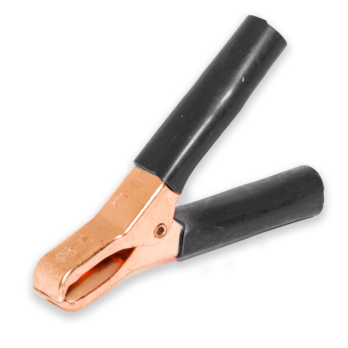 BU-46C-0 The Mueller Electric Co BU-46C-0 is a miniature battery clip made of copper with long PVC insulators. It supports wire up to 10 AWG via crimp or solder connection.