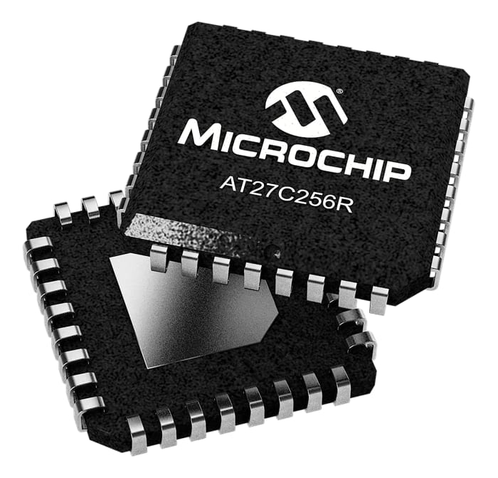 AT27C256R-70JU The Microchip AT27C256R-70JU is a 256 kbit EPROM with a 70ns access time. It features a 32-pin PLCC package and operates from a 4.5V to 5.5V supply.