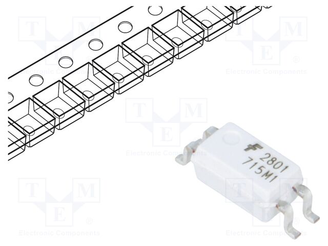 HMHA2801R2 The ON Semiconductor HMHA2801R2 is a phototransistor optocoupler in a compact 4-pin mini-flat SMD package. It features a current transfer ratio of 80% to 600% and an insulation voltage of 3.75kV.