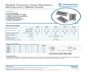 SQM5-22RJ The Welwyn Components SQM5-22RJ is a 22 Ohm, 5W wirewound resistor with a 5% tolerance. It features a through-hole mount and radial lead termination.