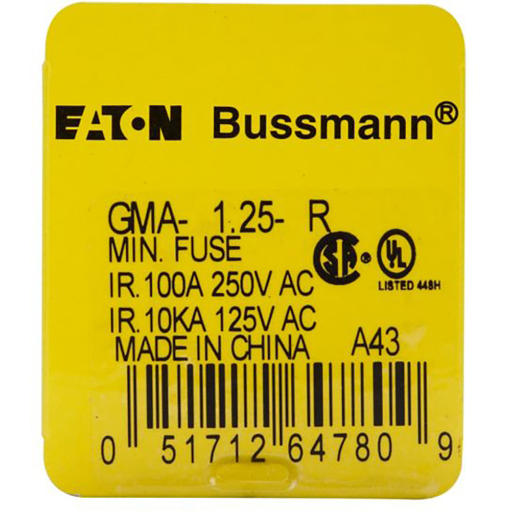 GMA-6A The GMA-6A is a 6A fast blow glass cartridge fuse rated for 125V AC with a breaking capacity of 10kA. It comes in a standard 5x20mm package requiring a holder.