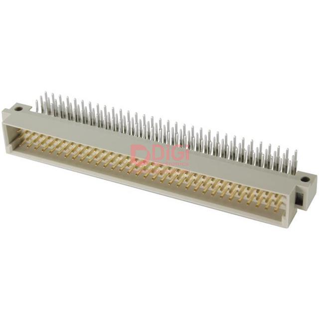 9031326921 This Harting 09031322921 is a DIN 41612 connector header with 96 positions and a 2.54mm pitch. It features a through hole, right angle mounting style.