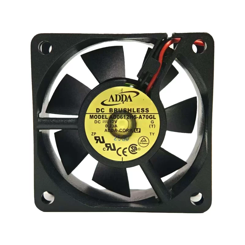 ad0612hs-a70gl The ADDA AD0612HS-A70GL is a 12V DC Axial Fan designed for cooling applications. It offers a nominal speed of 4,500 RPM and delivers an airflow of 39.42 m3/h.