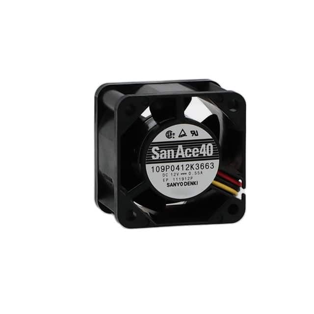 109P0412K3663 FAN AXL 40X28MM 12VDC RECT CONN