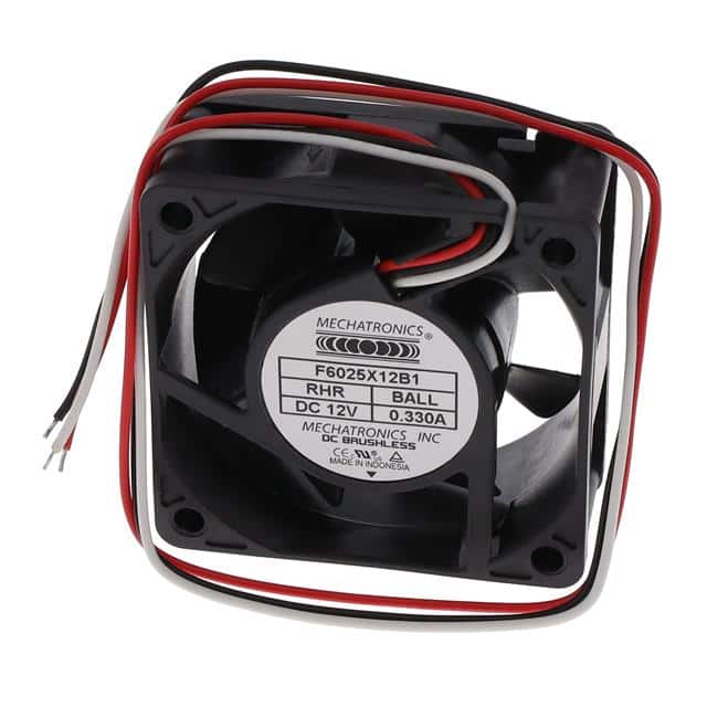 F6025X12B1-RHR FAN AXIAL 60X25MM 12VDC WIRE