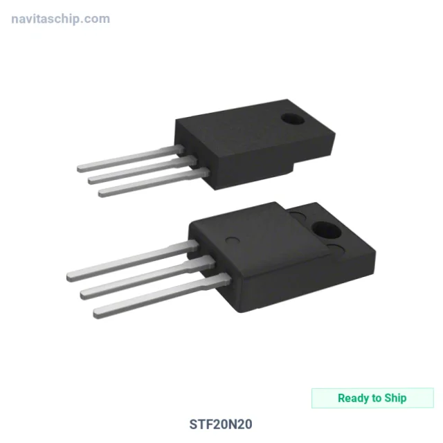 STF20N20 The STMicroelectronics STF20N20 is an N-Channel MOSFET designed for high-efficiency DC-DC converters. It features a 200V drain-source voltage and 18A continuous drain current.
