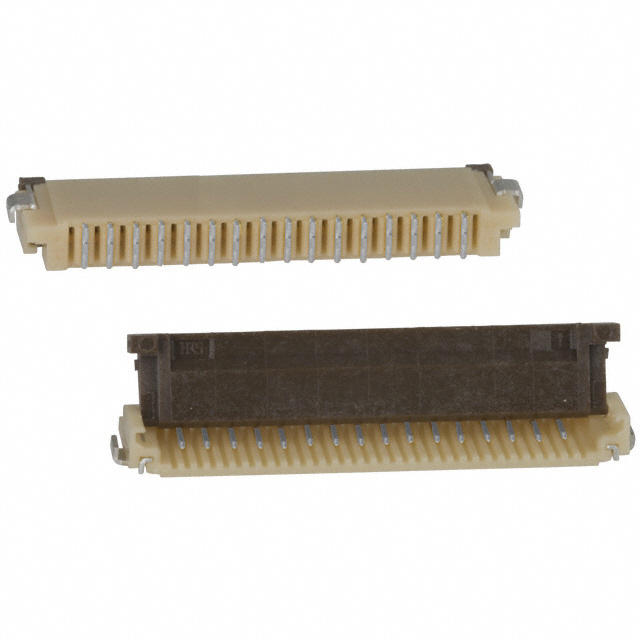 FH12-16S-1SH FFC/FPC connector with 16 positions, 1mm pitch, right angle surface mount, bottom contact, and zero insertion force (ZIF) flip lock. Rated for 0.5A DC and 50V AC.