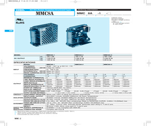 MMC50A-2-GN The Cosel MMC50A-2-GN is an enclosed AC/DC converter with a 50W output power. It provides multiple output voltages including +5V, +15V, and -15V.