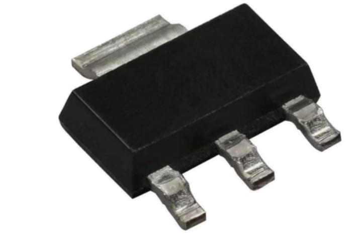 IRFL110TRPBF The Vishay IRFL110TRPBF is an N-Channel MOSFET with a maximum drain-source voltage of 100V and a continuous drain current of 1.5A. It is housed in a 4-pin SOT-223 surface-mount package.