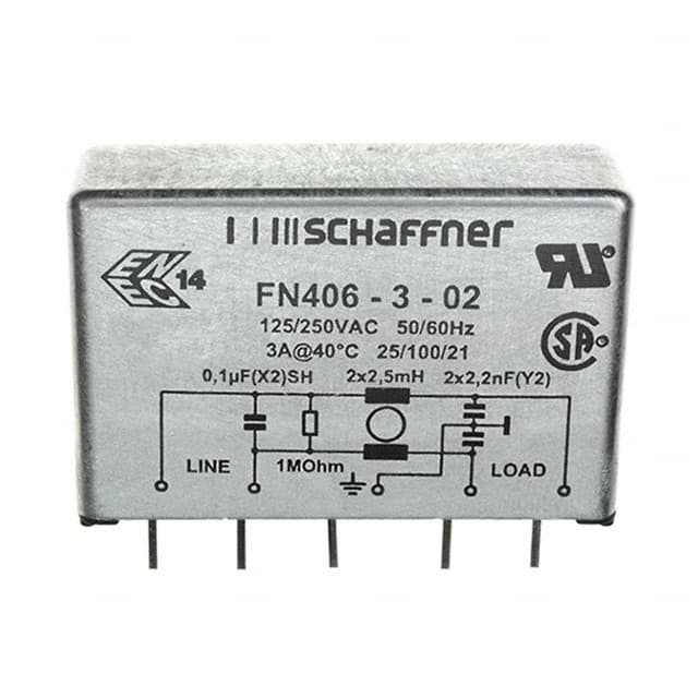 FN406-3-02 LINE FILTER 250VAC 3A TH