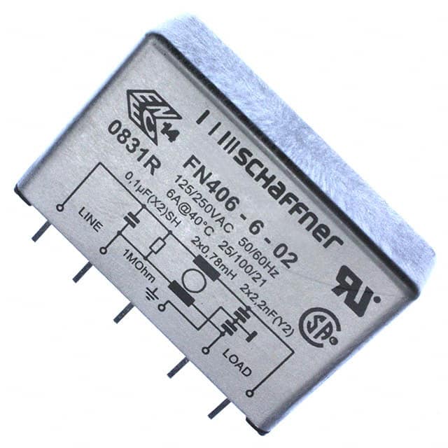 FN406-6-02 LINE FILTER 250VAC 6A TH