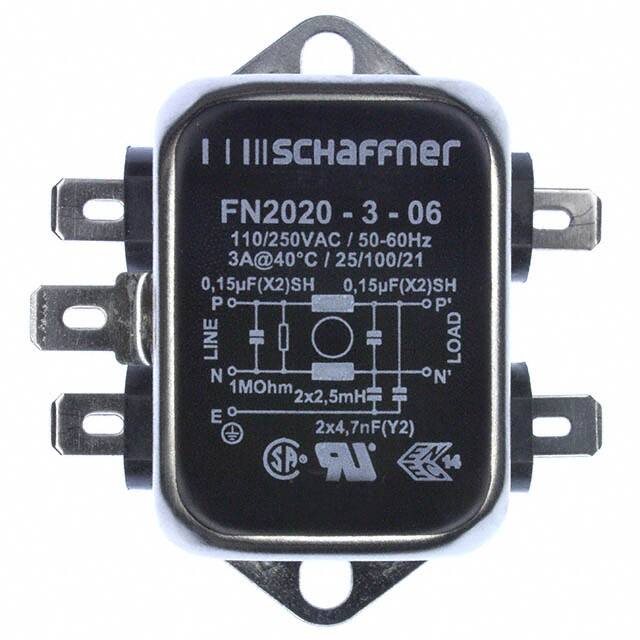 FN2020-3-06 LINE FILTER 250VAC 3A CHASS MNT