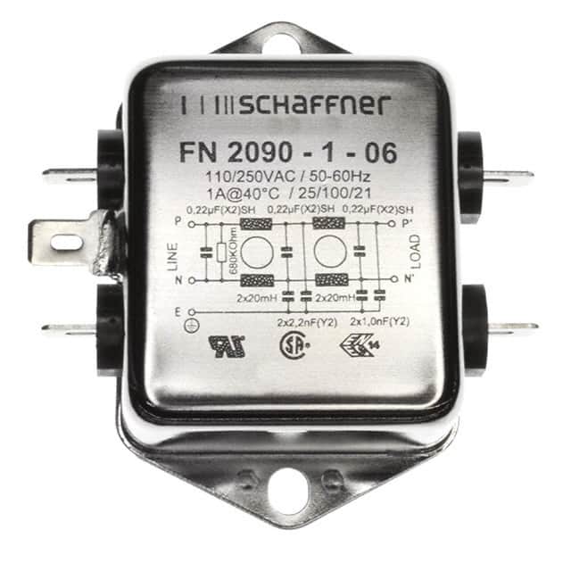 FN2090KK-1-06 LINE FILTER 250VDC/VAC 1A CHAS