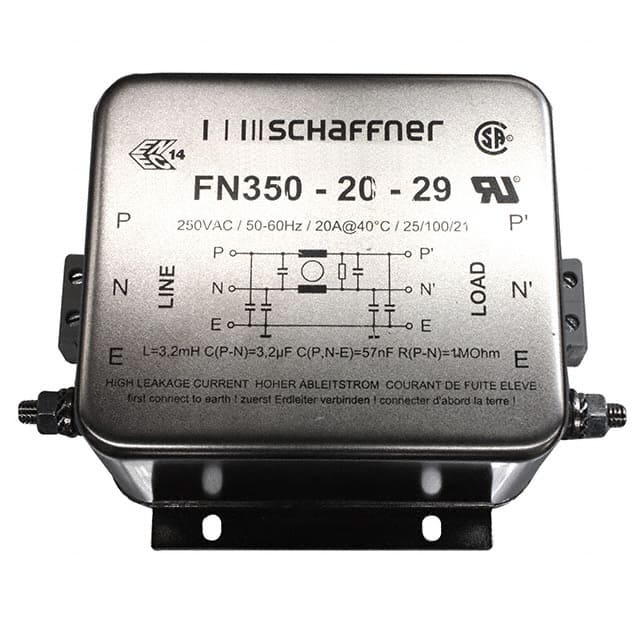 FN350-20-29 LINE FILTER 250VAC 20A CHASS MNT