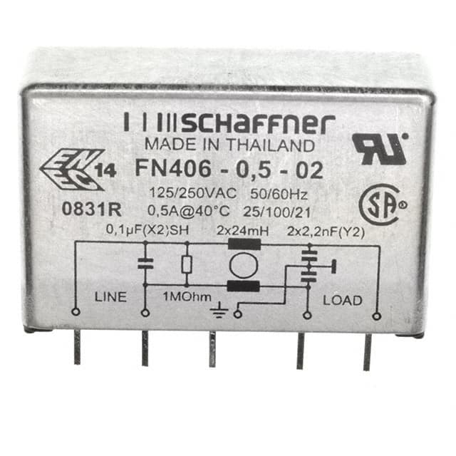 FN406-0.5-02 LINE FILTER 250VAC 500MA TH