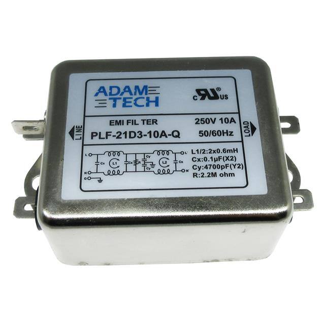 PLF-21D3-10A-Q EMI/RF LINE FILTER, 115/250VAC 1