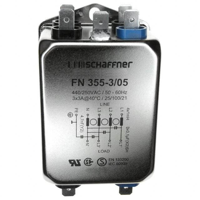 FN355-3-05 LINE FILTER 3A CHASSIS MOUNT