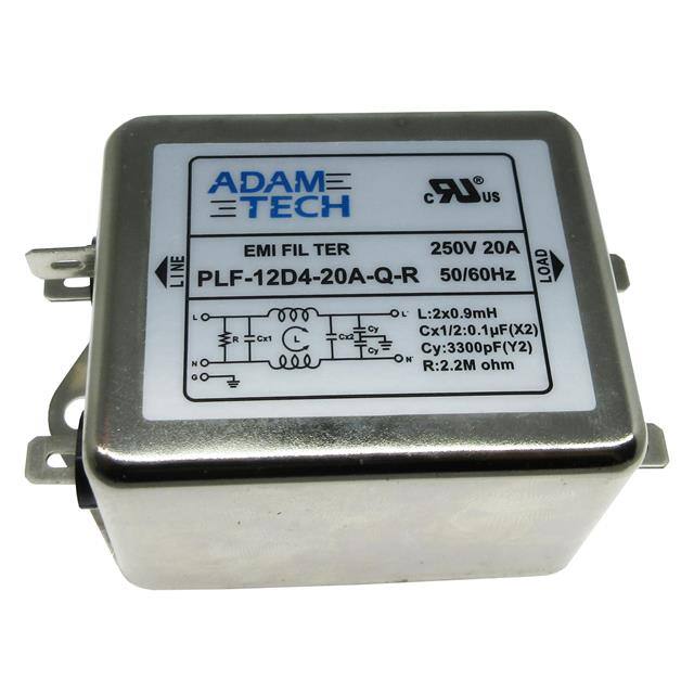 PLF-12D4-20A-Q-R EMI/RF LINE FILTER, 115/250VAC 2