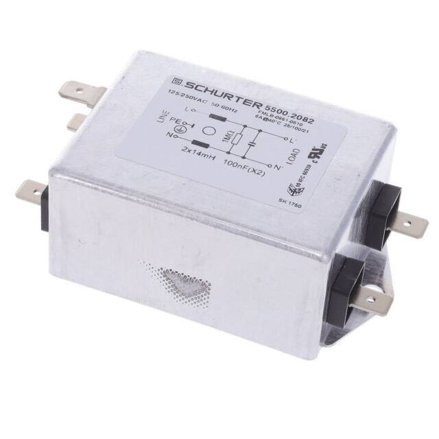 5500.2082 LINE FILTER 125/250VAC 6A CHAS